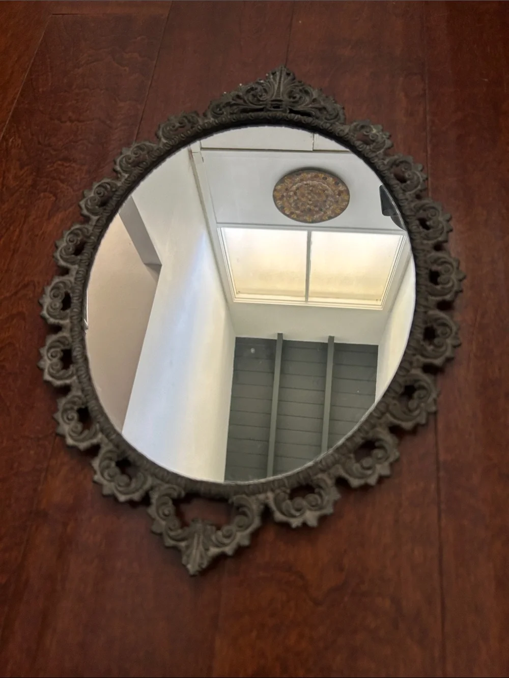Vintage Oval Decorative Mirror in Oxidized Finish, Use as a Tray for Perfumes
